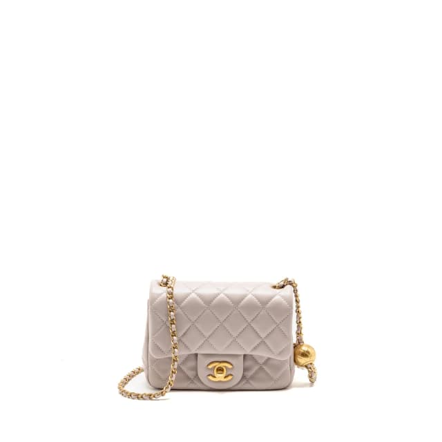 Chanel Pearl Crush Mini Square Flap Bag Lambskin Light Purple GHW (Microchip) in Purple Lambskin from EMIER, photo 1 of 1