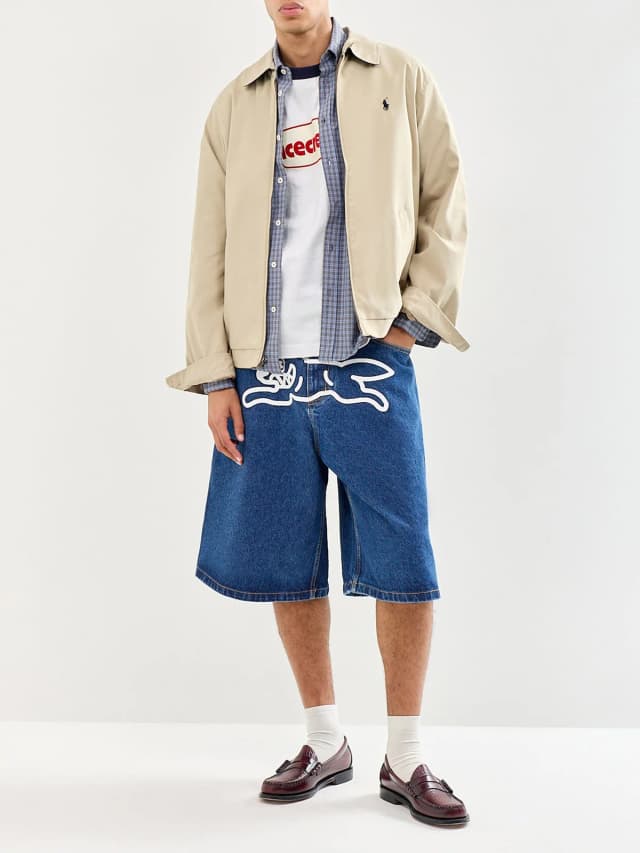 ICECREAM Running Dog Triple Scoop Denim Shorts Blue in Mid Wash Blue, image 1 of 1 from Fenwick