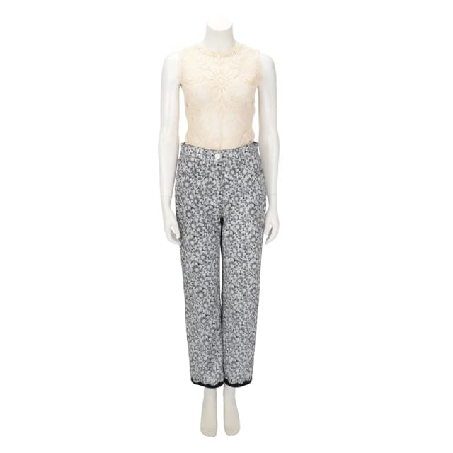 Chanel Camellia Lace Print Jeans FR 38 in Black & White Denim from Blue Spinach, photo 1 of 1