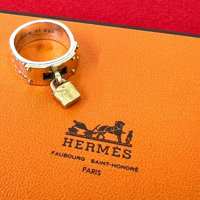 Hermès Vintage Kelly Ring Silver 51 Gold in Gold from The Reluxe, photo 1 of 1