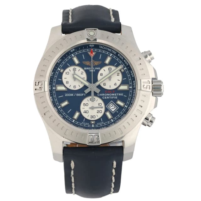 Breitling Colt Chronograph A73388 44mm Stainless Steel Watch in Leather from H&T, photo 1 of 1