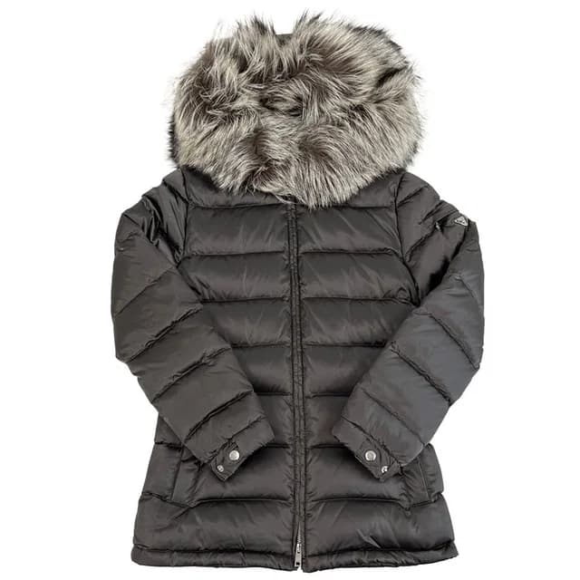 Prada Down Jacket Triangle Logo Nylon Gray L 40 in Grey Nylon from The Reluxe, photo 1 of 1