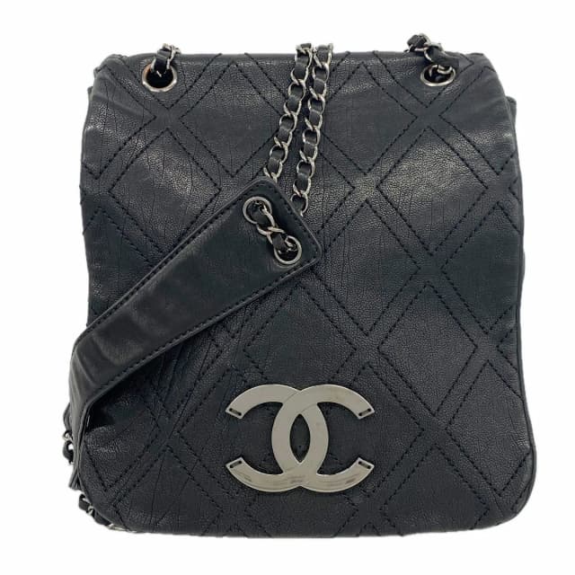 Chanel Shoulder Bag Leather Black Silver in Black Leather from The Reluxe, photo 1 of 1