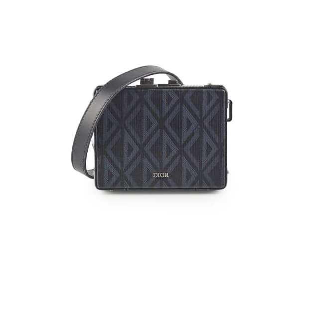 Dior Mini Lock Canvas Crossbody Bag Black/Blue in Black Canvas from The Purse Affair, photo 1 of 1