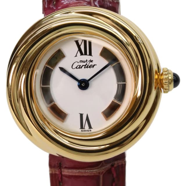 Cartier 925 Must Trinity Vermeil SM Side White Dial Quartz in White Leather from The Reluxe, photo 1 of 1