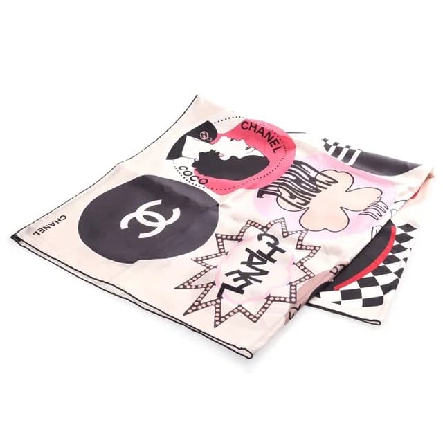 Chanel CC Logo Icon Scarf CC Silk White in White Silk from The Reluxe, photo 1 of 1