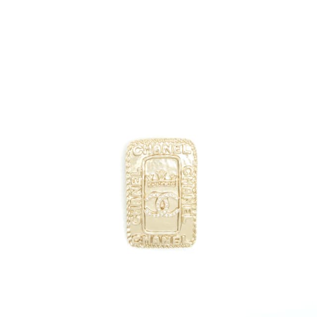 Chanel CC Logo And Crown Metal Plate Brooch Brushed LGHW from EMIER, photo 1 of 1