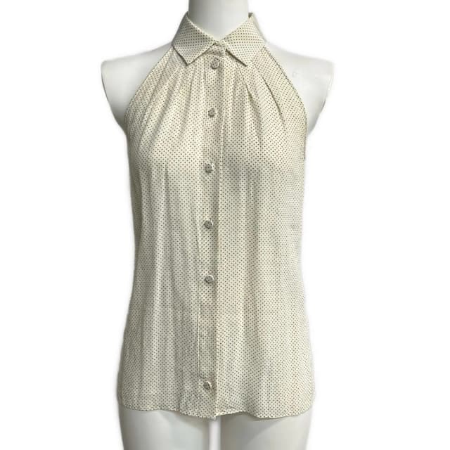 Saint Laurent Sleeveless Shirt Blouse White Dot Pattern in White from The Reluxe, photo 1 of 1