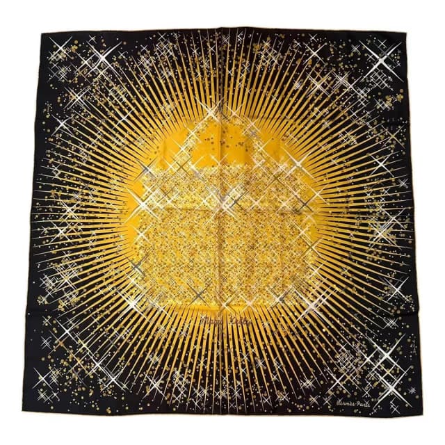 Hermès Carre 90 Scarf Silk Magic Kelly Black Yellow in Black Silk from The Reluxe, photo 1 of 1