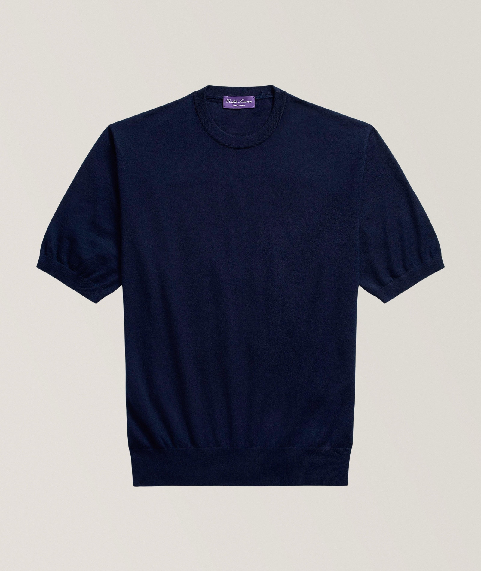Ralph Lauren Purple Label Cashmere-Blend Knit T-Shirt in Blue Cashmere & Cashmere Blends, image 1 of 1 from Harry Rosen