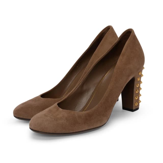 Gucci Studded Heel Pumps 38 in Dark Beige Suede from Blue Spinach, photo 1 of 1