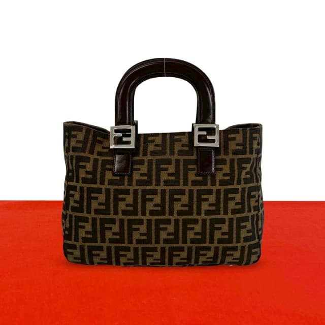 Fendi Vintage Zucca FF Logo Canvas Leather Handbag Mini Tote Brown in Brown Canvas from The Reluxe, photo 1 of 1