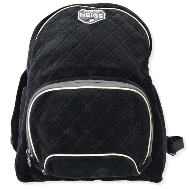 Chanel Coco Neige Front Pocket Quilted Velvet Backpack Bag Black in Black Velvet from Dallas Designer Handbags, photo 1 of 1