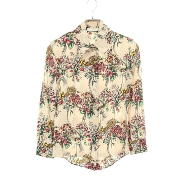 Gucci Floral Long Sleeve Beige Silk Shirt Multicolor in Beige Silk from The Reluxe, photo 1 of 1