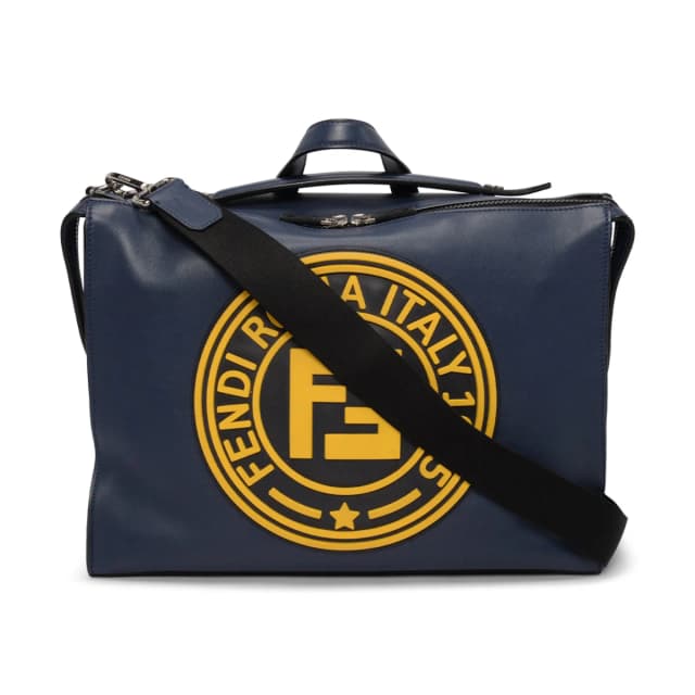 Fendi Vitello Lui Logo Patch Messenger Bag in Navy from Blue Spinach, photo 1 of 1