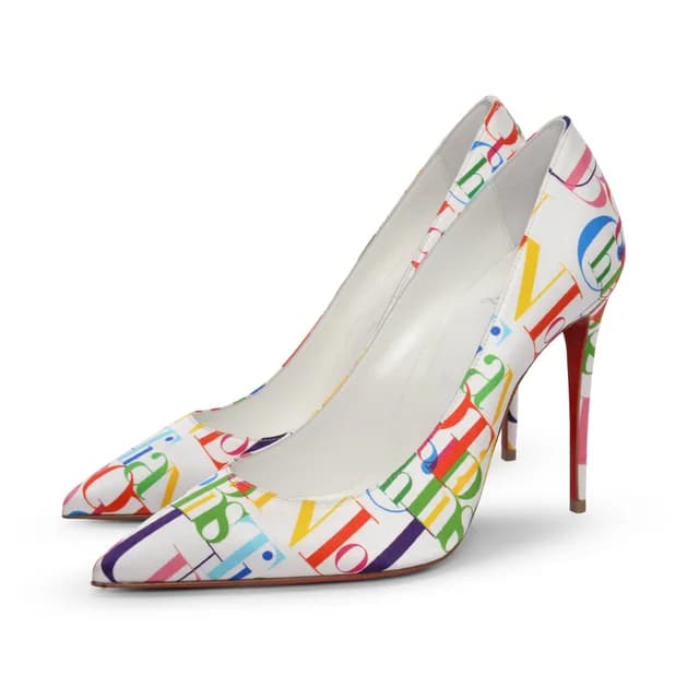 Christian Louboutin ABC Loubi Kate Pumps 37 in White Satin from Blue Spinach, photo 1 of 1