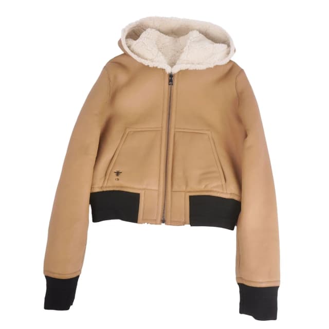 Dior Shearling Jacket Leather Hooded Reversible Cannage White US 6 in White Leather from The Reluxe, photo 1 of 1