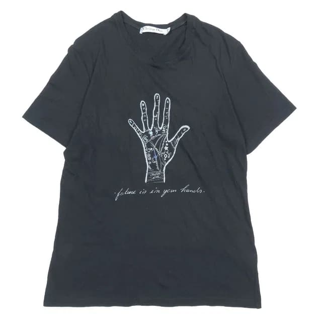 Dior Hand Print Logo Short Sleeve T-Shirt Crew Neck Top S Black in Black from The Reluxe, photo 1 of 1