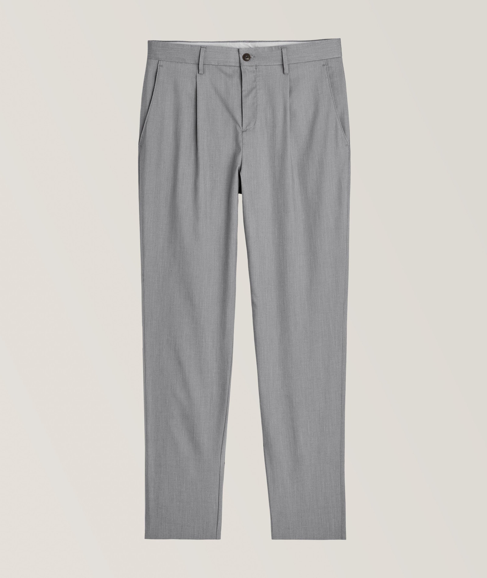 Canali Micro Twill Stretch-Cotton Pants in Grey 98% cotton, 2% elastane, image 1 of 1 from Harry Rosen