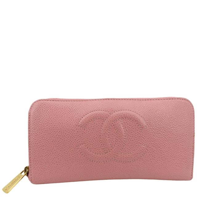 Chanel CC Timeless Caviar Zip Around Wallet Pink in Pink Caviar leather from Dallas Designer Handbags, photo 1 of 1