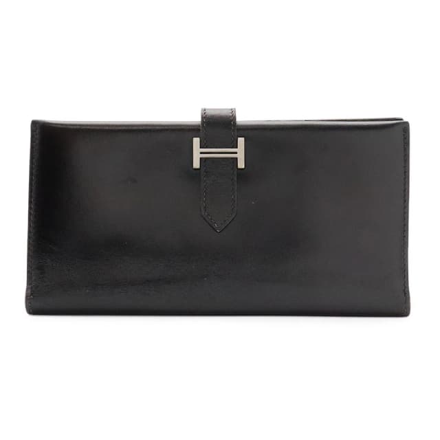 Hermès Bearn Classic Wallet Bifold Box Calf Leather Black Silver in Black Box leather from The Reluxe, photo 1 of 1