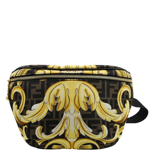 Fendi X Versace FF Baroque Nylon Belt Bag Gold in Gold Nylon from Dallas Designer Handbags, photo 1 of 1