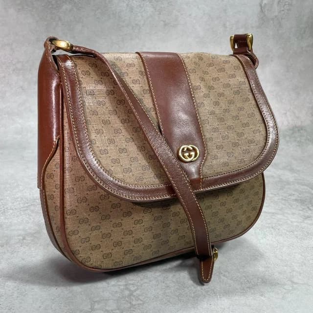 Gucci GG Shoulder Bag Brown Beige Logo Leather in Brown Leather from The Reluxe, photo 1 of 1