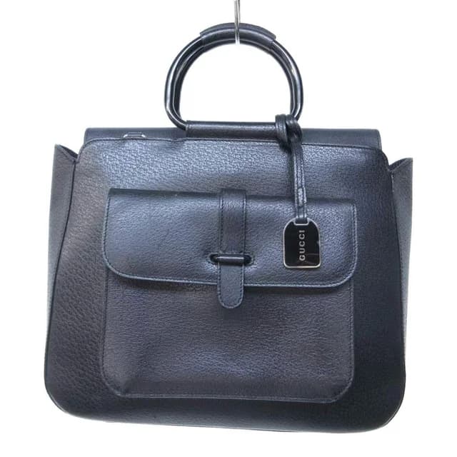 Gucci Handbag Plastic Handle Leather Black Button Closure in Black Leather from The Reluxe, photo 1 of 1