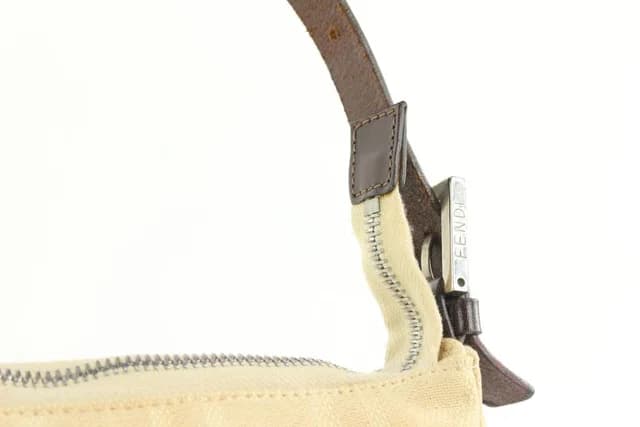 Fendi Ivory Zucca Mamma FF Monogram Baguette Zip Shoulder Flap Bag in White Canvas from Bagriculture, photo 1 of 1