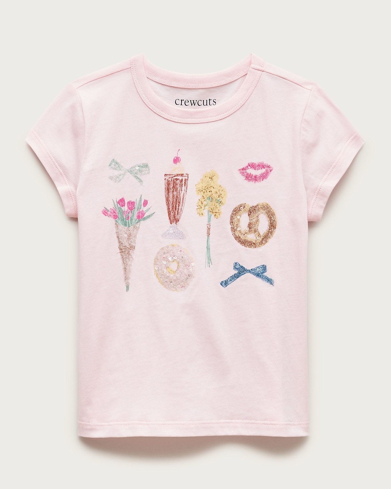 J.Crew Girls' short-sleeve treasures graphic T-shirt with sequins in COOL BLUES RED PINK MUL, image 1 of 1 from J.Crew (US)