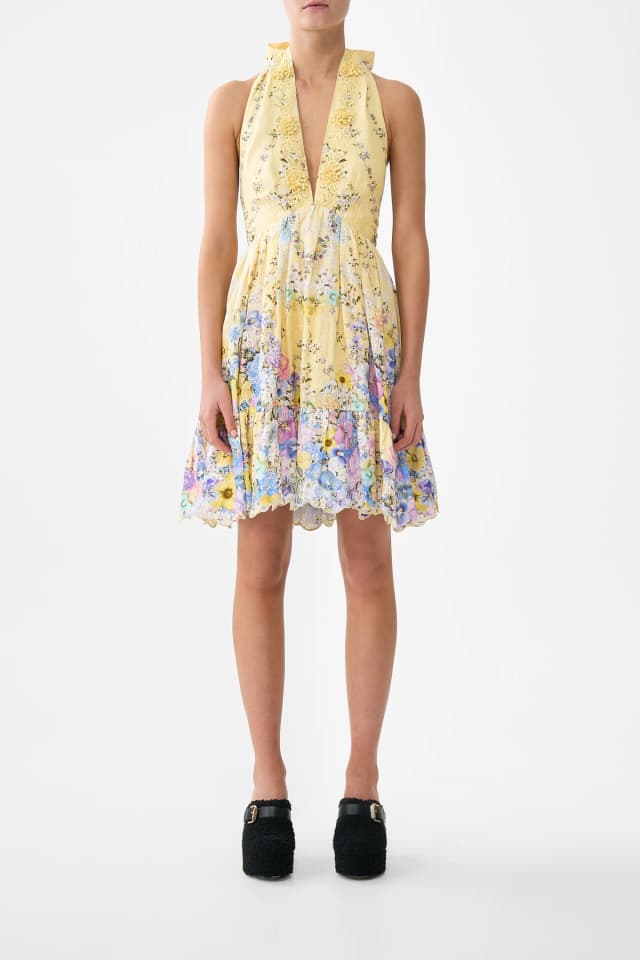 Camilla eBoutique RUFFLE HEM HALTER SHORT DRESS DARLING BUDS, image 1 of 1 from CAMILLA