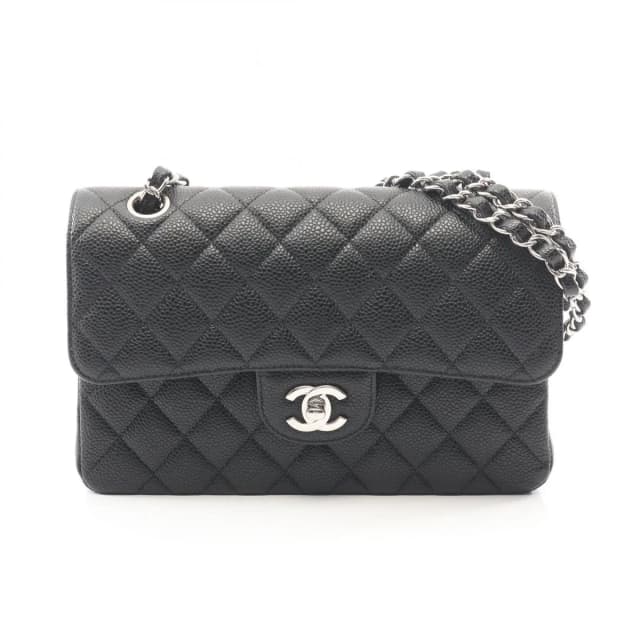 Chanel Shoulder Bag Quilted Double Flap Black Caviar Leather Chain in Black Caviar leather from The Reluxe, photo 1 of 1