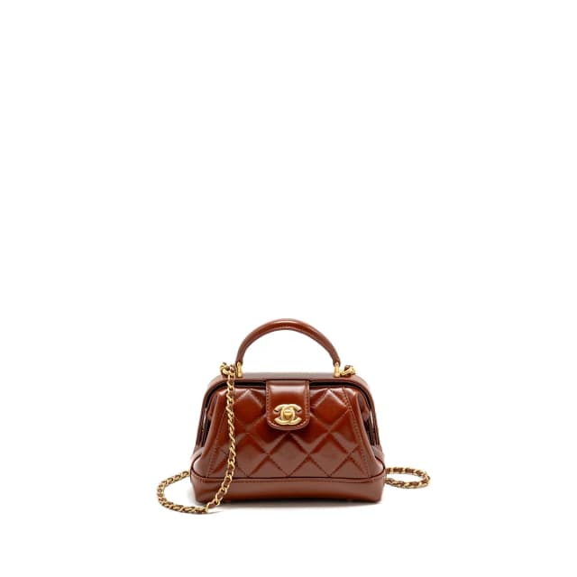 Chanel 24a Small Top Handle Doctor Bag Quilted Shiny Lambskin Caramel GHW (microchip) in Lambskin from EMIER, photo 1 of 1