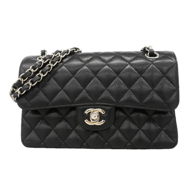 Chanel Shoulder Bag Quilted Caviar Leather Black Silver in Black Caviar leather from The Reluxe, photo 1 of 1