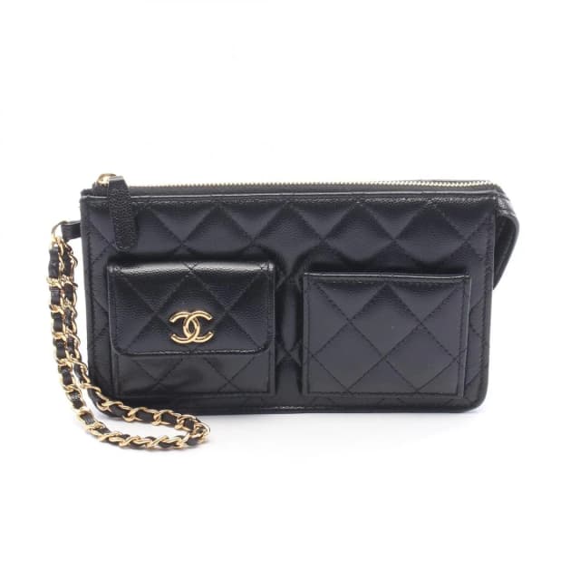 Chanel Clutch Quilted Wallet Black Caviar Leather Chain in Black Caviar leather from The Reluxe, photo 1 of 1