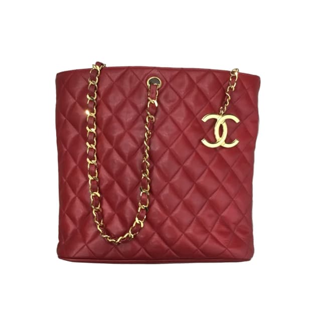 Chanel Red Matelasse Lambskin Runway Mid Strap Tote/Crossbody/Shoulder Bag in Red Lambskin from SparklesnDreams, photo 1 of 1