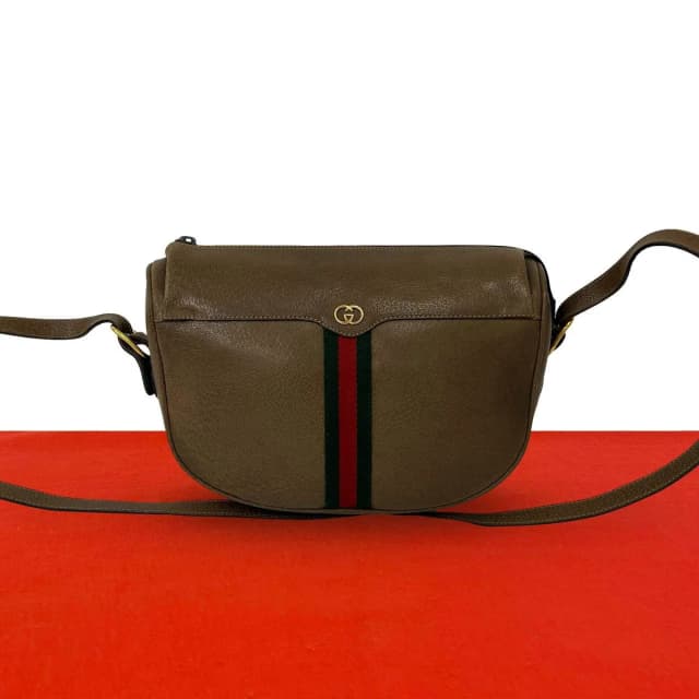Gucci Vintage Sherry Line GG Logo Leather Mini Shoulder Bag Pochette Brown in Brown Leather from The Reluxe, photo 1 of 1