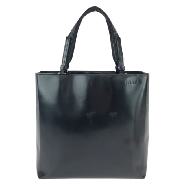 Prada Black Silver Patent Leather Tote Bag in Black Patent leather from The Reluxe, photo 1 of 1