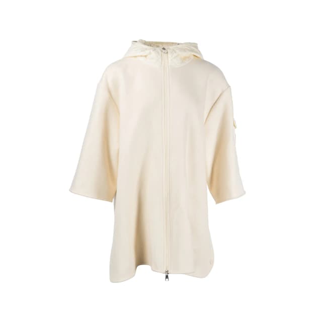 Moncler Zip-up Hooded Cape Wool White in White Wool from EMIER, photo 1 of 1