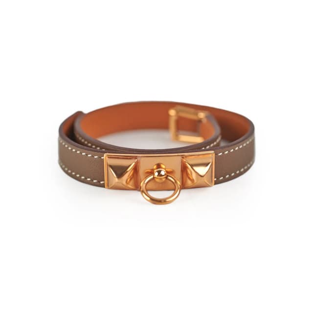 Hermès Rivale Double Tour Bracelet Etoupe Size XS in Taupe Swift leather from The Purse Affair, photo 1 of 1