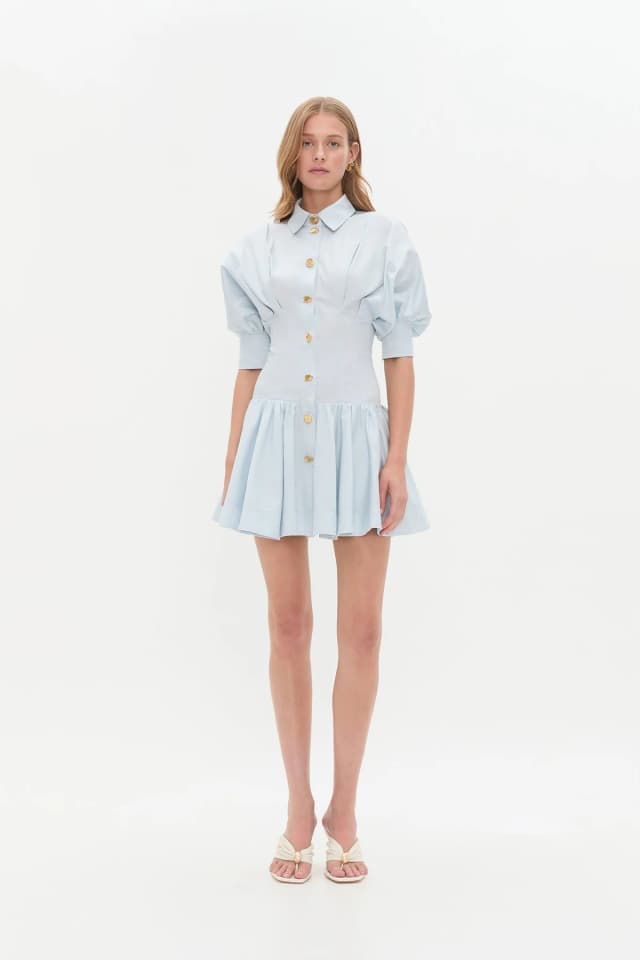 AJE Alexa Mini Dress in PASTEL BLUE, image 1 of 1 from Aje