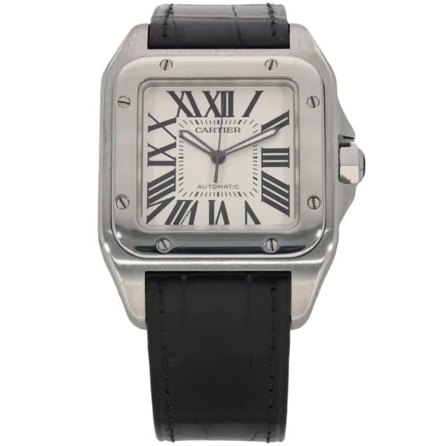 Cartier Santos 100 W20073X8 39mm Stainless Steel Watch in Leather from H&T, photo 1 of 1