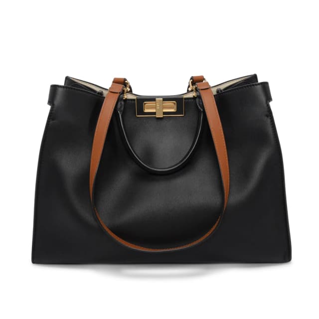 Fendi Vitello Small Peekaboo X-Tote in Black & Brandy from Blue Spinach, photo 1 of 1