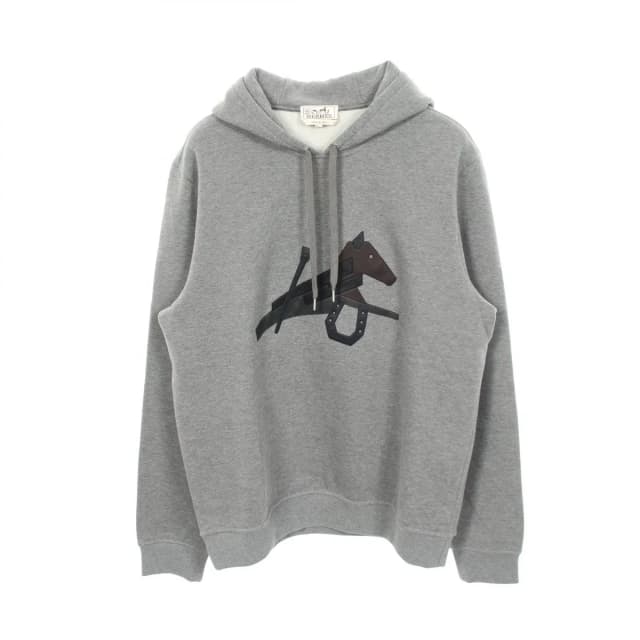 Hermès Hoodie Puzzle Equestre Leather Patch Brushed Lining Cotton Pullover in Leather from The Reluxe, photo 1 of 1