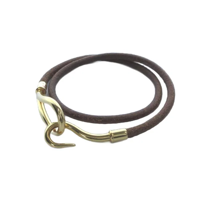 Hermès Bracelet Bangle Logo Leather Brown in Brown Leather from The Reluxe, photo 1 of 1