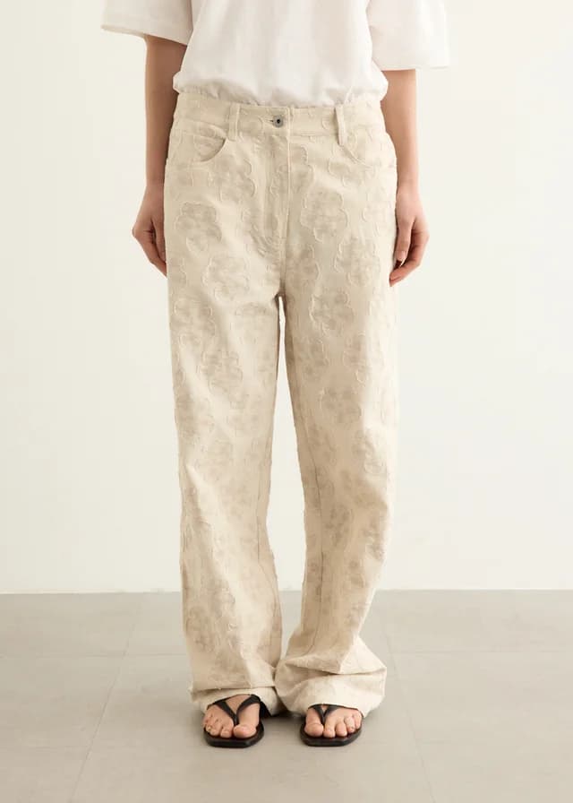 Incu Collection Crash Baggy Texture Pants in NATURAL, image 1 of 1 from Incu
