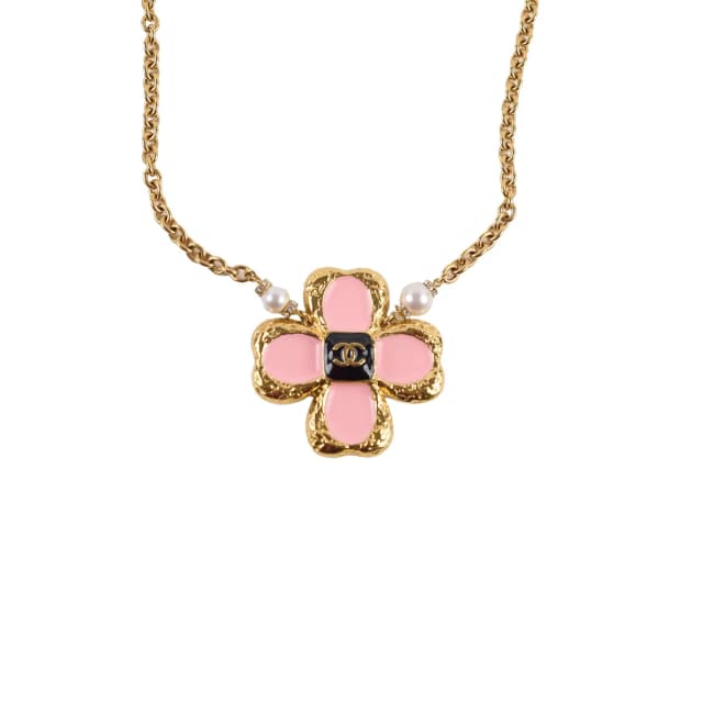 Van Cleef & Arpels Chanel Gold Camelia Flower Pendant with Pearls Necklace Costume Jewellery in Gold from The Purse Affair, photo 1 of 1