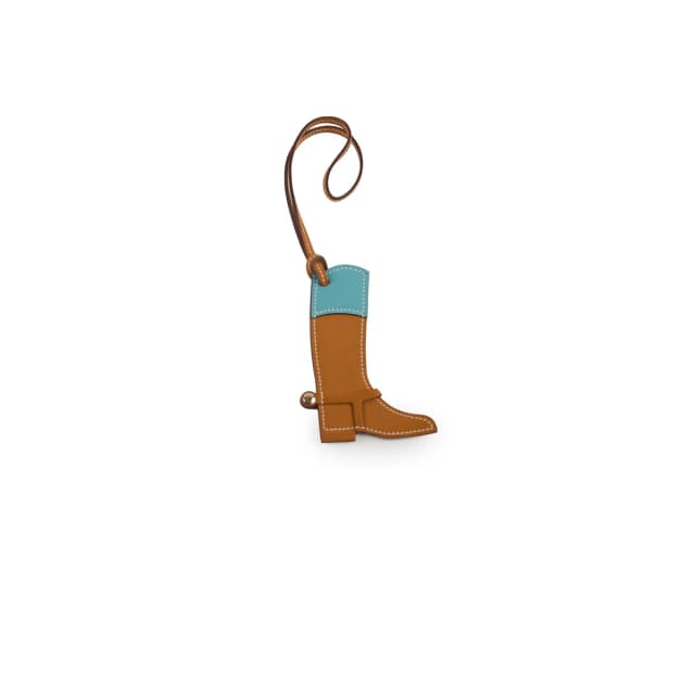 Hermès Paddock Boots Bag Charm Celeste/Bleu Jean in Blue Leather from The Purse Affair, photo 1 of 1