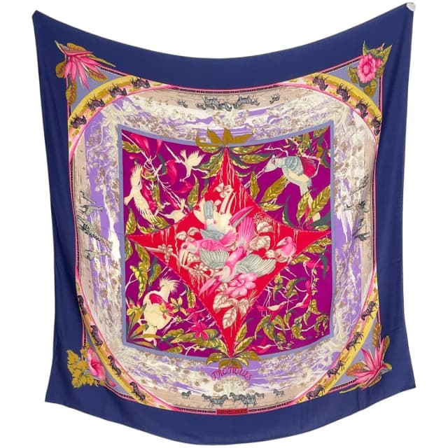 Hermès Carre 140 Tropiques Tropical Floral Bird Pattern Shawl Scarf Cashmere in Cashmere from The Reluxe, photo 1 of 1