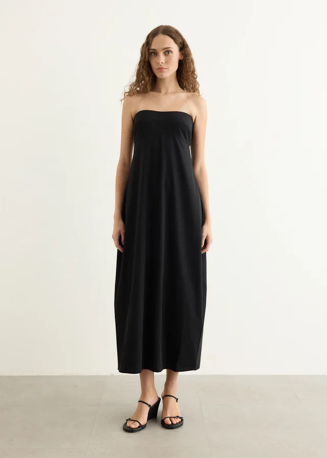 St Agni Wool Strapless Cocoon Dress in Black, image 1 of 1 from Incu